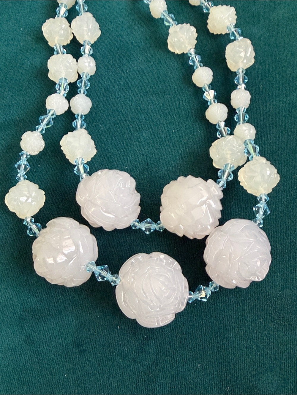 Tarina Tarantino Rare Chunky Ice Blue Roses 2 Strand Necklace - Picture 2 of 6